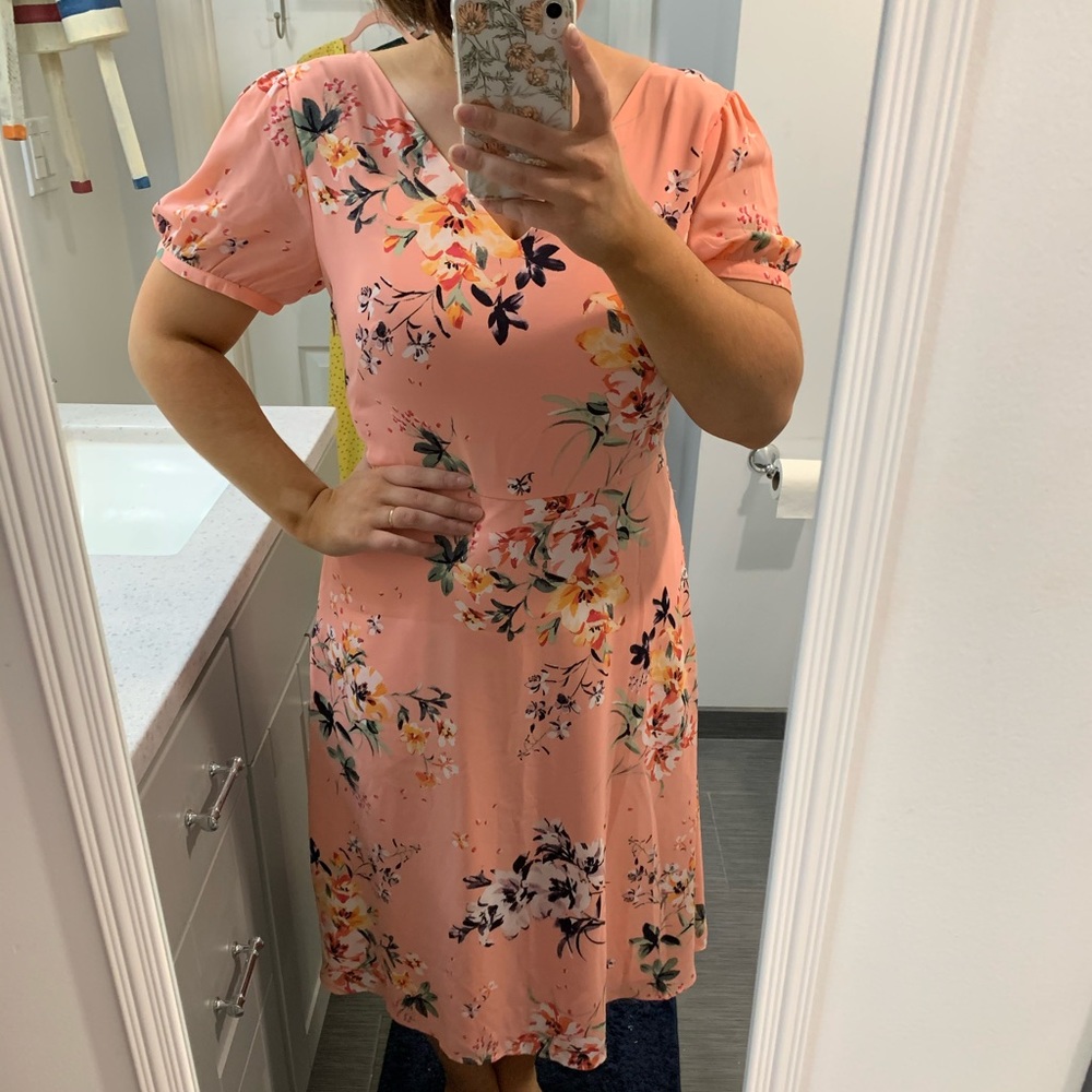 Ann Taylor Factory Peach Floral Dress